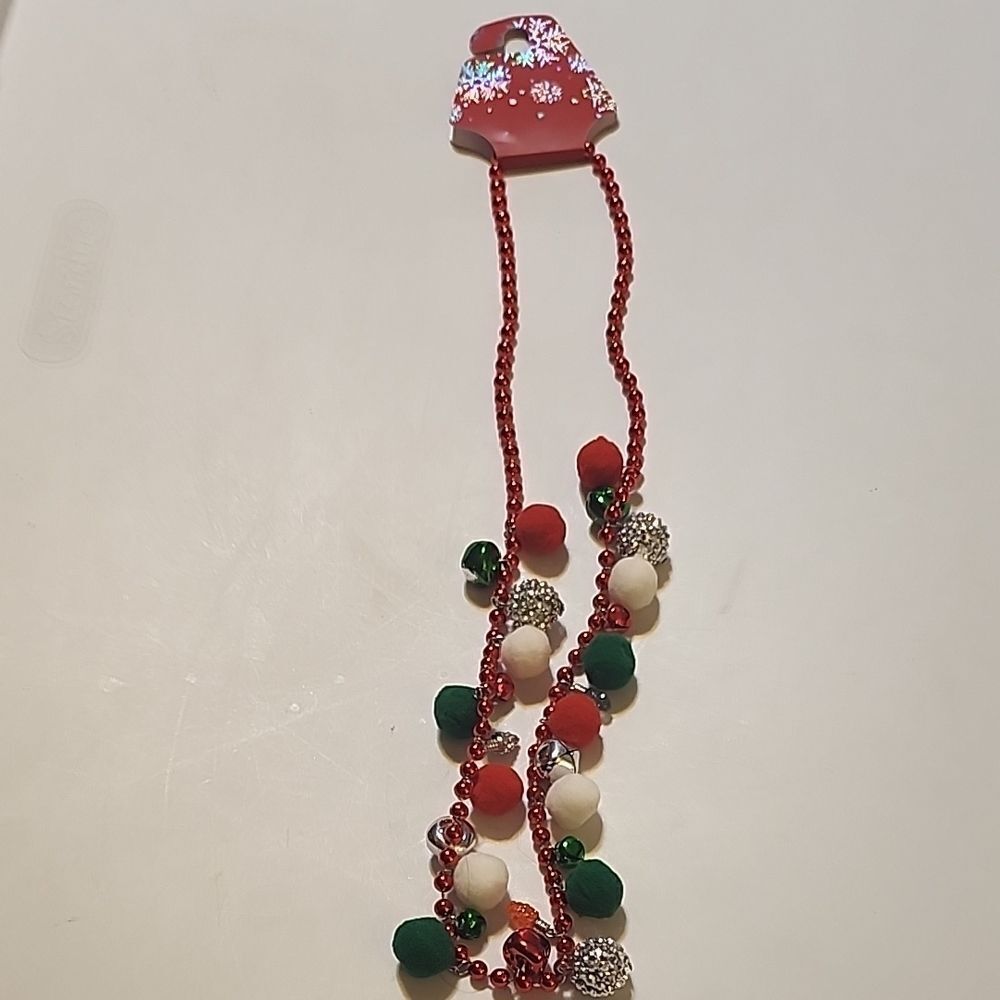 Festive Red and Green Beaded Necklace